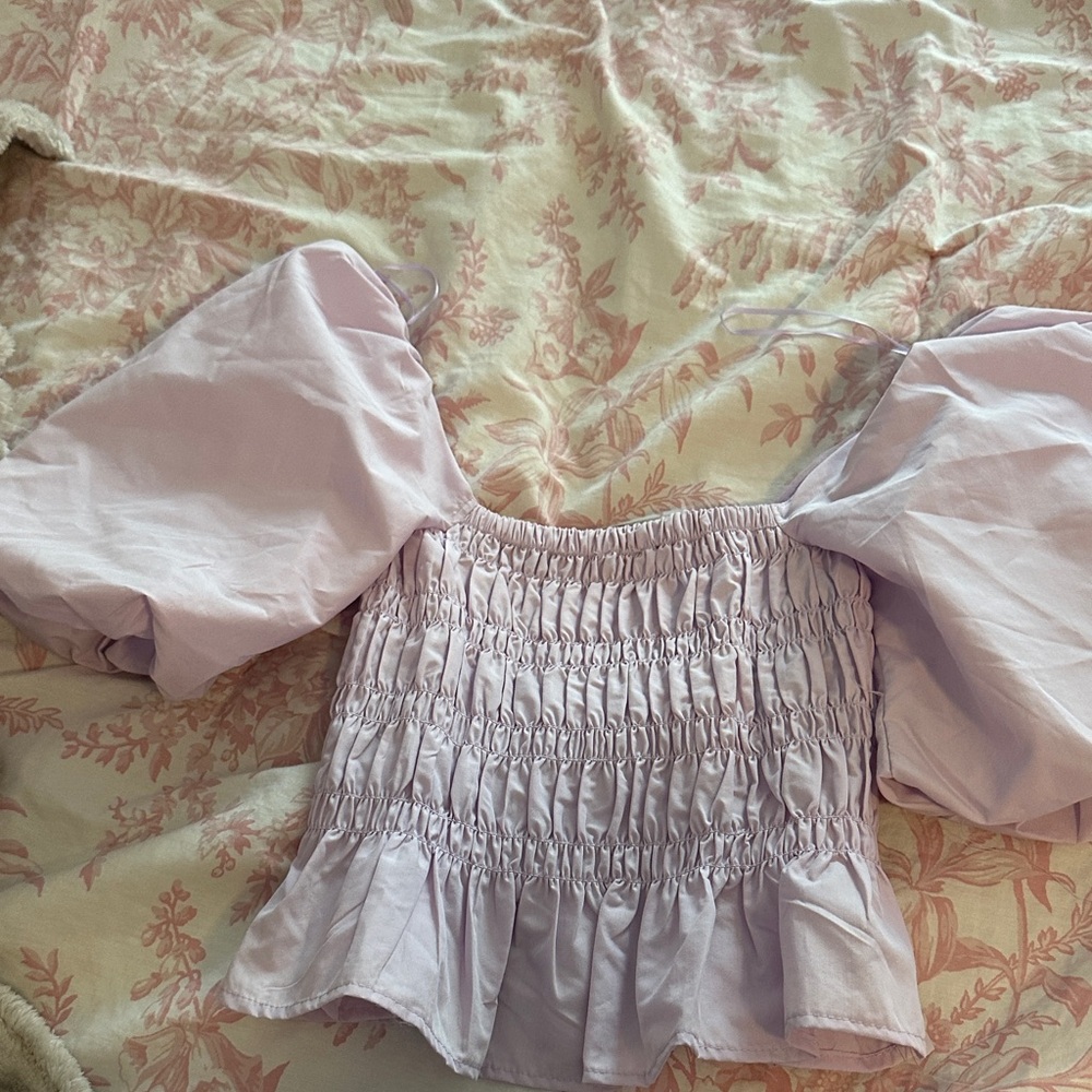 Francesca's Collections Light Purple Smocked Blouse